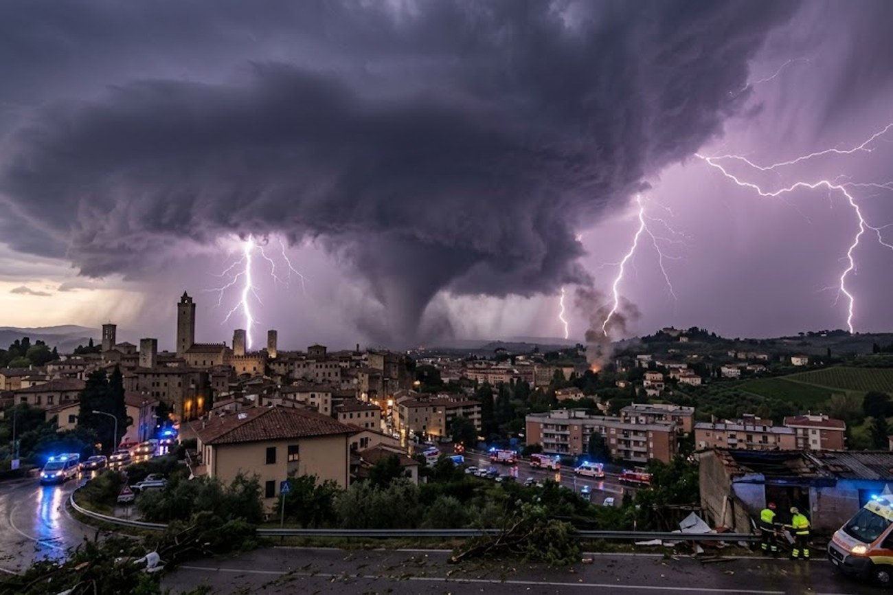Grosseto Joins Cecina and More Italian Cities Face Unusual Severe Lightning as Mesocyclone Developed Over Tuscany with Over 200 Emergency Interventions