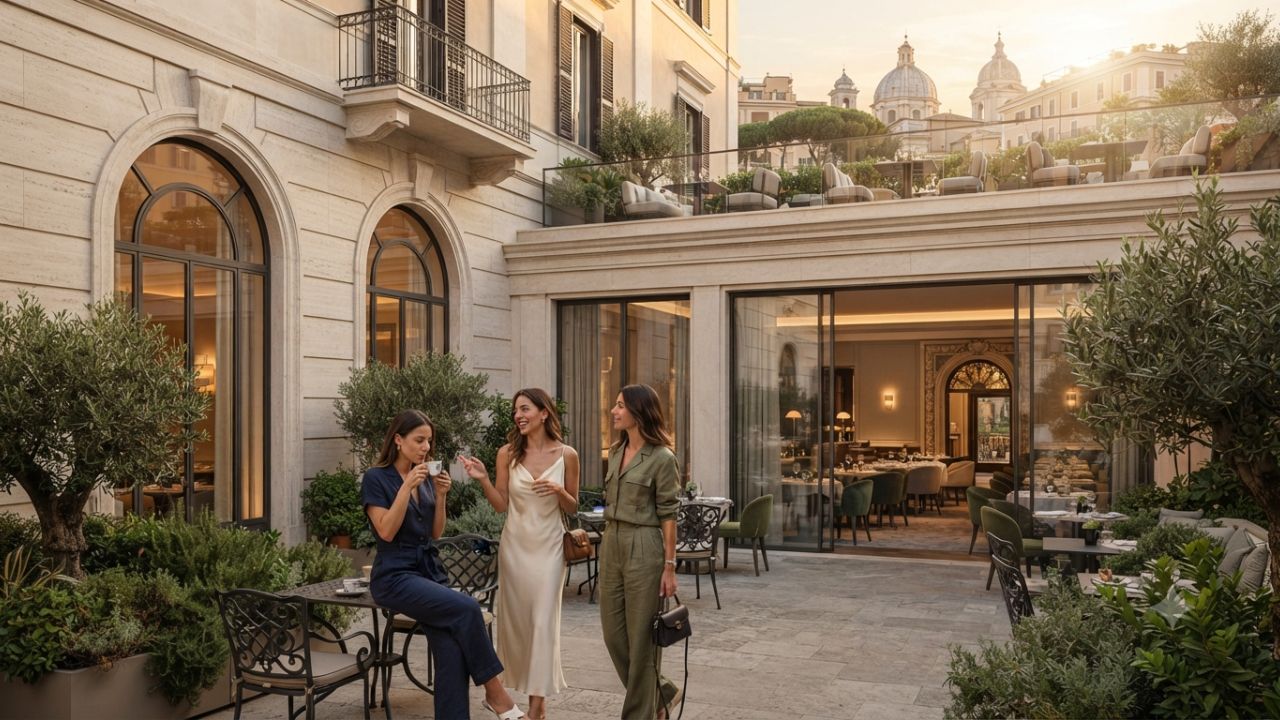 Historic Via Veneto street architecture in central Rome Italy