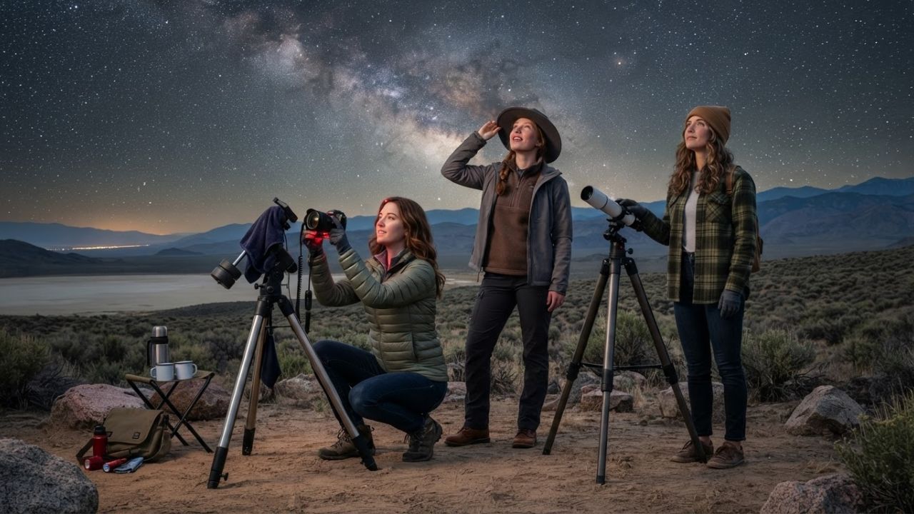 Stargazer watching the Milky Way in the Nevada high desert