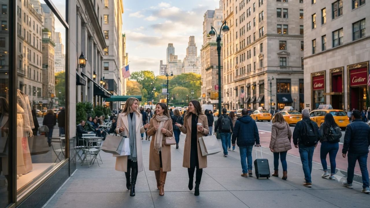 Luxury shopping corridors and retail flagship stores in New York City