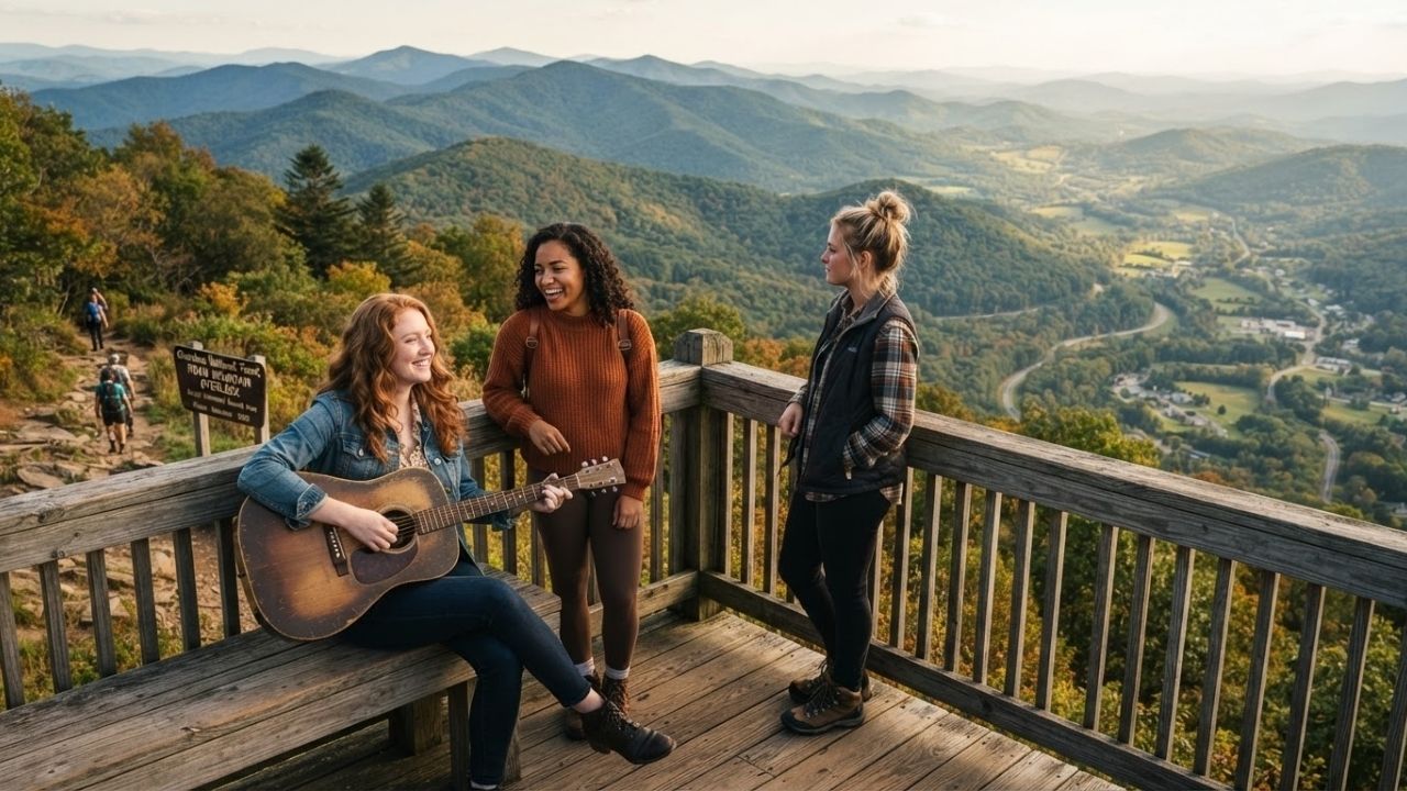 Scenic autumn foliage over the Appalachian Mountains in Northeast Tennessee