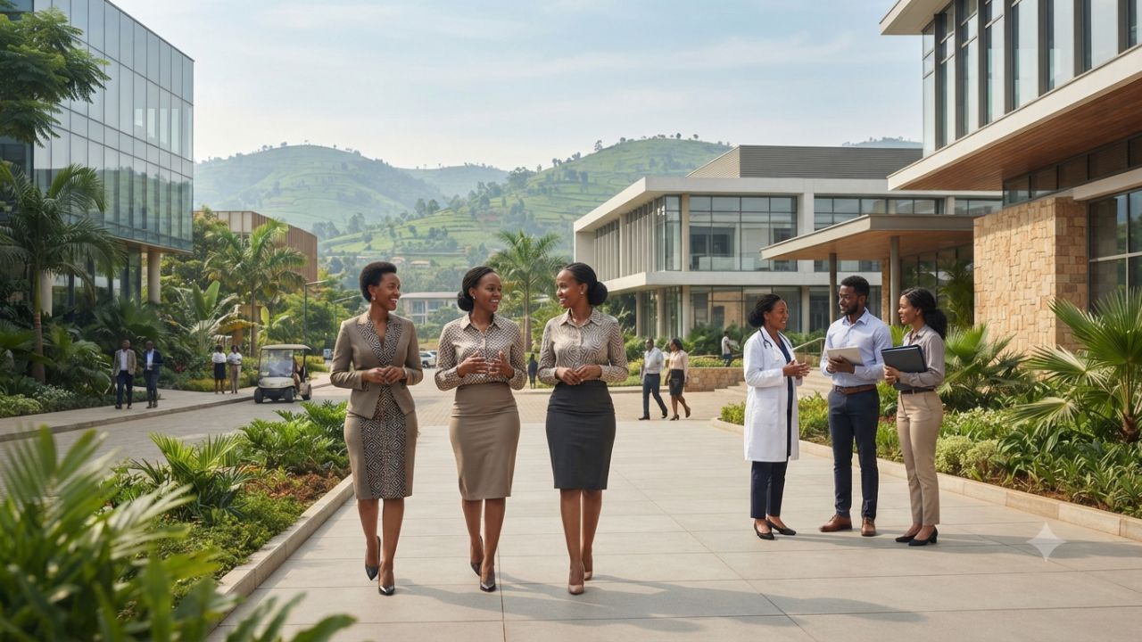 Modern medical conference facility and healthcare transit terminal in Kigali Rwanda