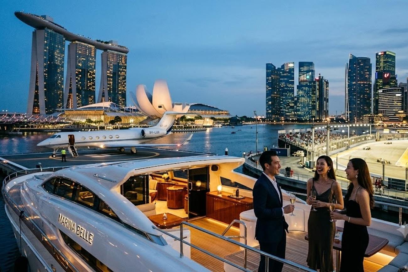 Singapore Luxury Tourism Rises With Grand Prix Yacht and Private Jet Travel