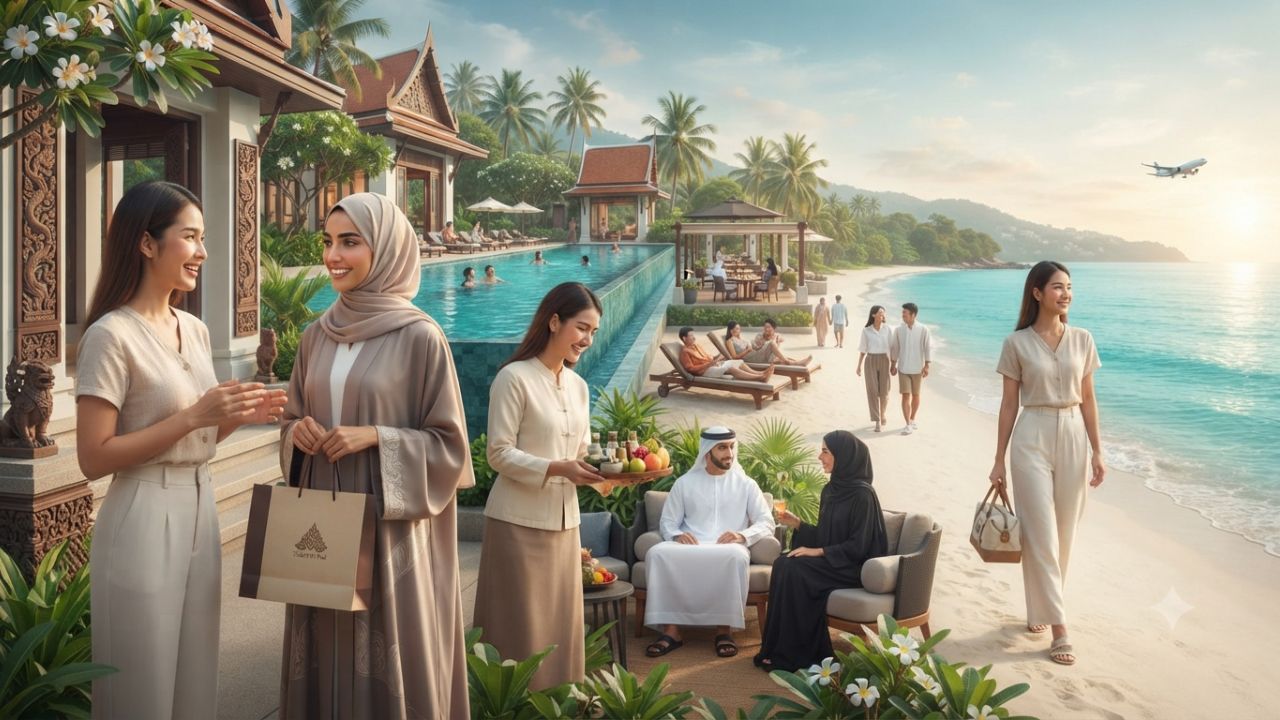 Luxurious beachfront resort in Phuket Thailand welcoming international travelers