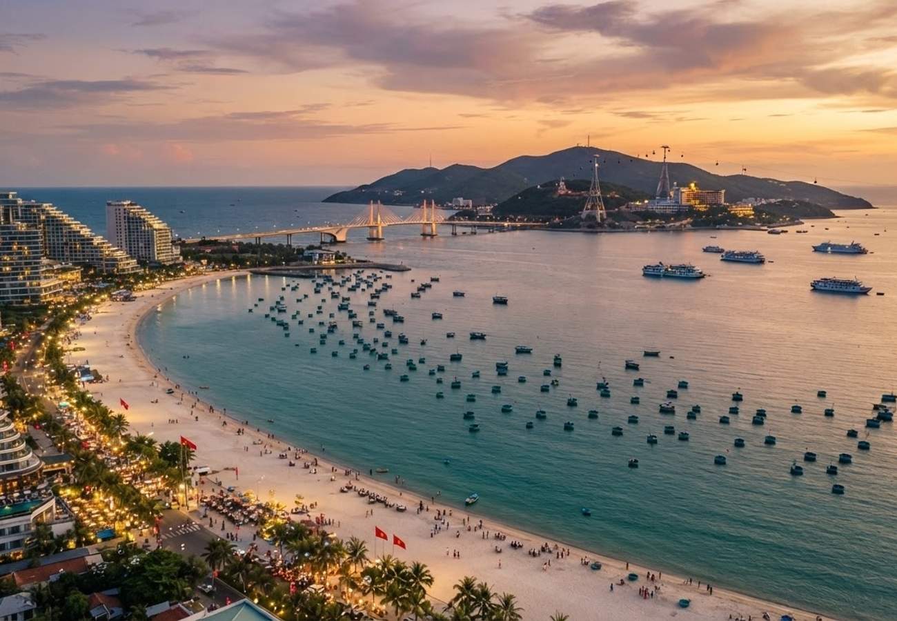 Aerial view of Nha Trang coastline in Khanh Hoa province, Vietnam