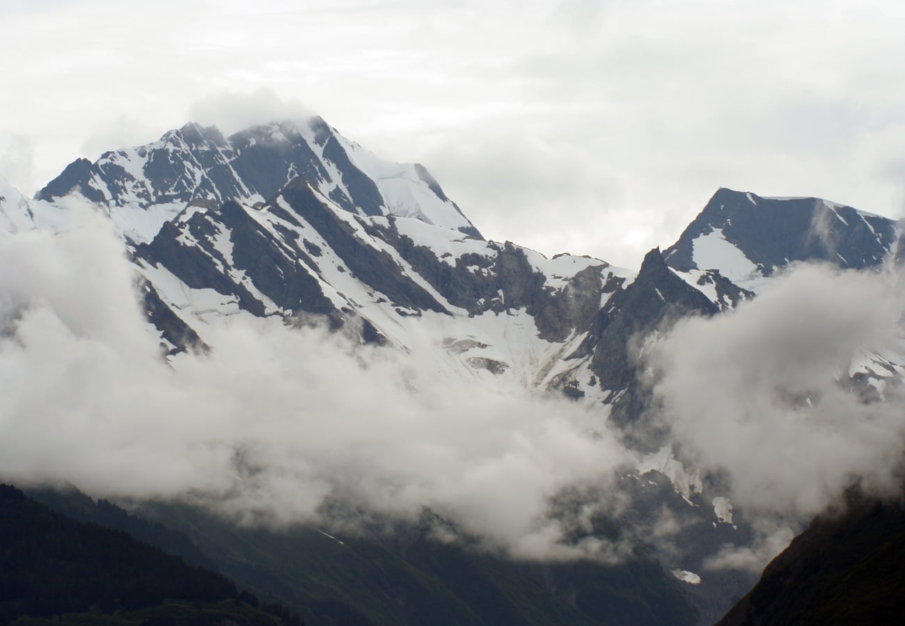 Dramatic coastal fjord and mountain vistas surrounding Haines Alaska