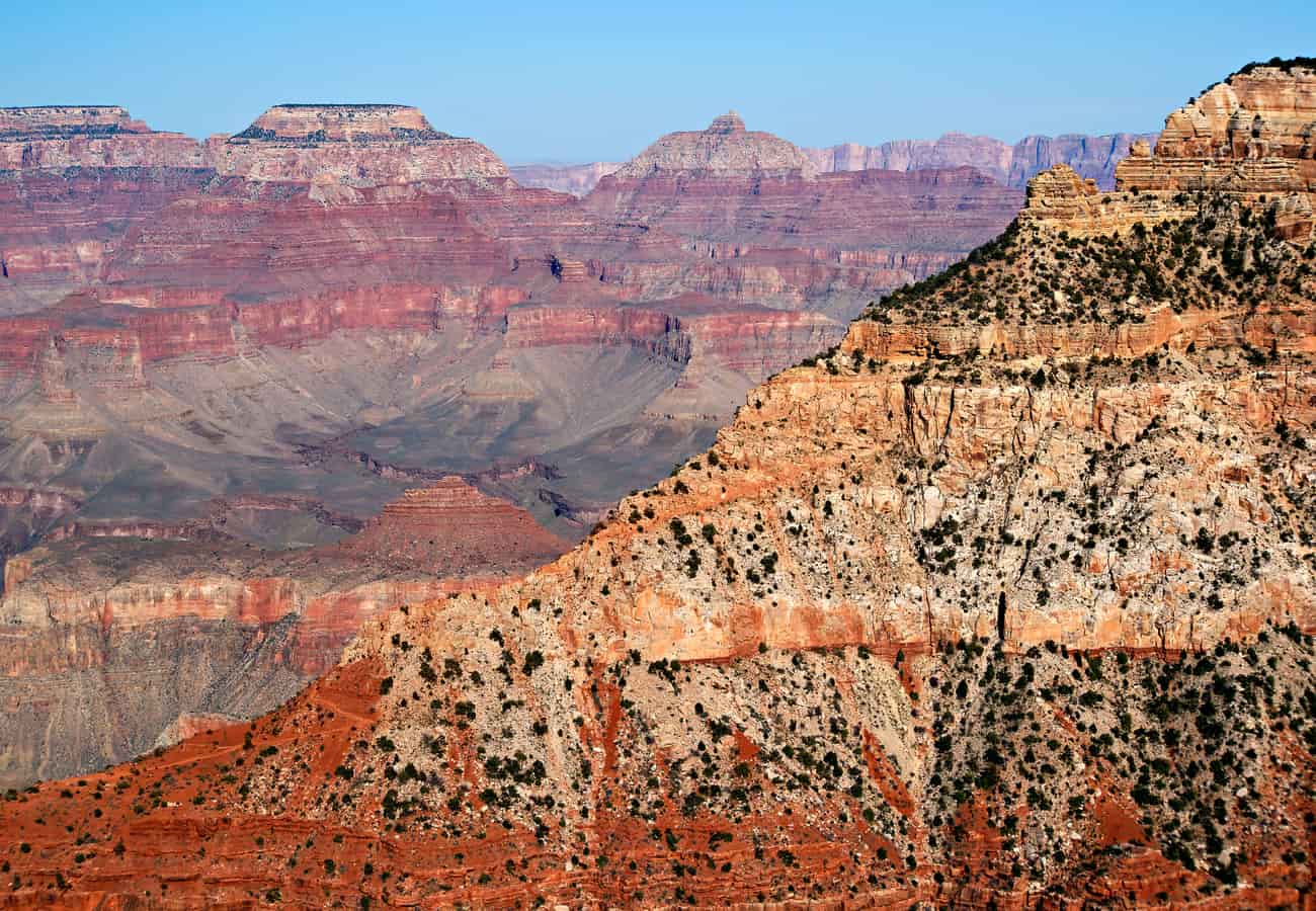 Grand Canyon South Rim vista overlooking rugged desert ridges and O'Neill Butte