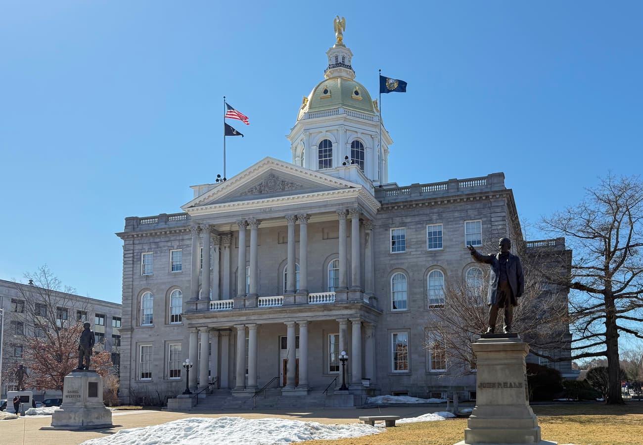 The historic gold-domed New Hampshire State House in Concord