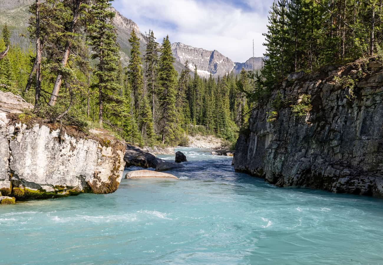 Limestone walls carved by glacial runoff at Marble Canyon