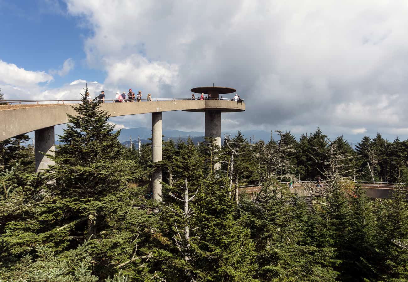 Clingmans Dome observation tower overlooking Great Smoky Mountains