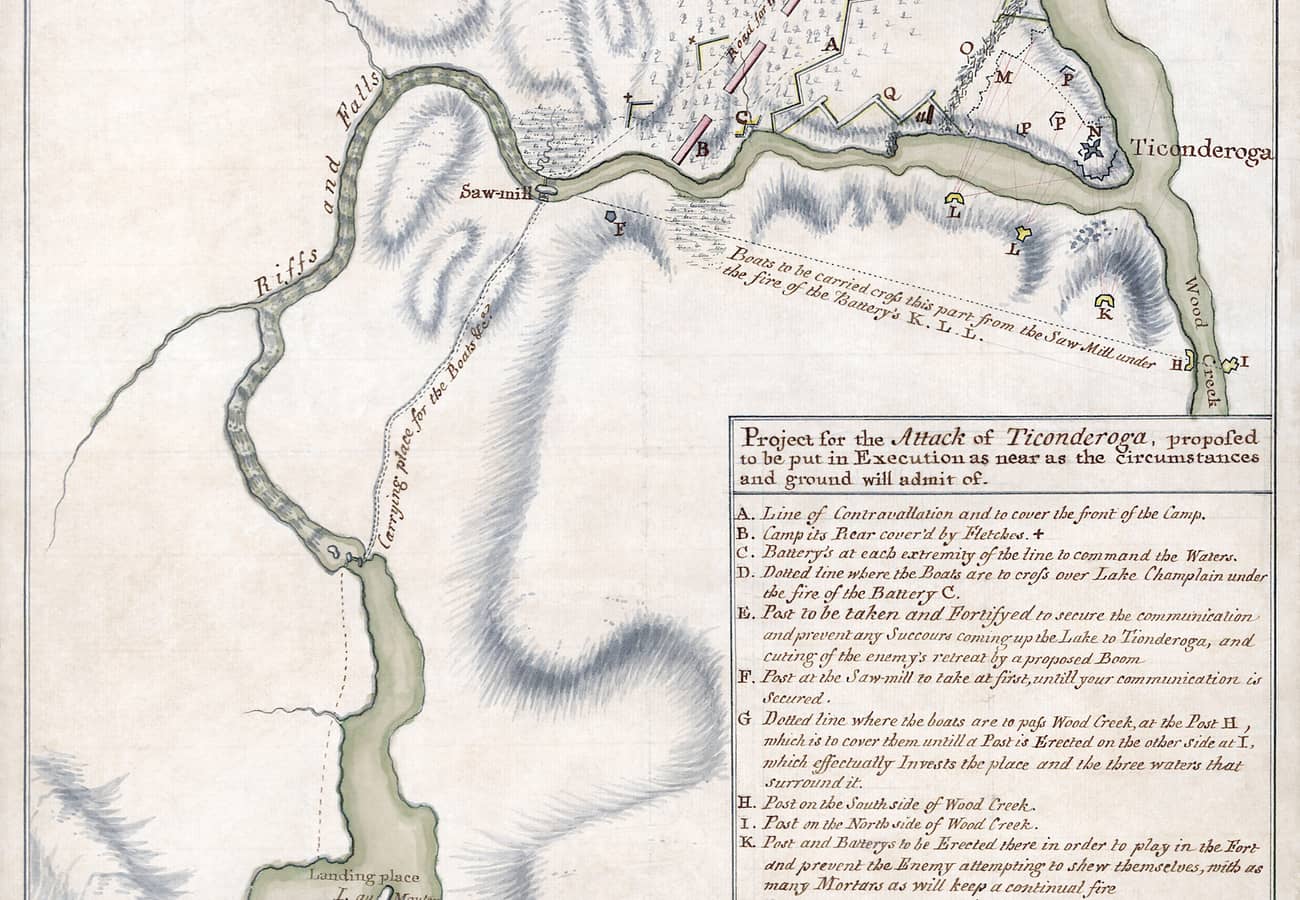 Historic battlements and lake overlook at Fort Ticonderoga on Lake Champlain