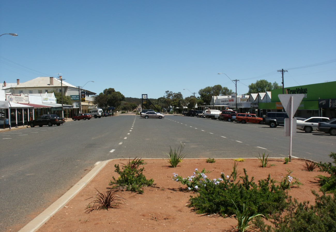 Historic town entrance and camel sculpture monuments in Norseman Western Australia