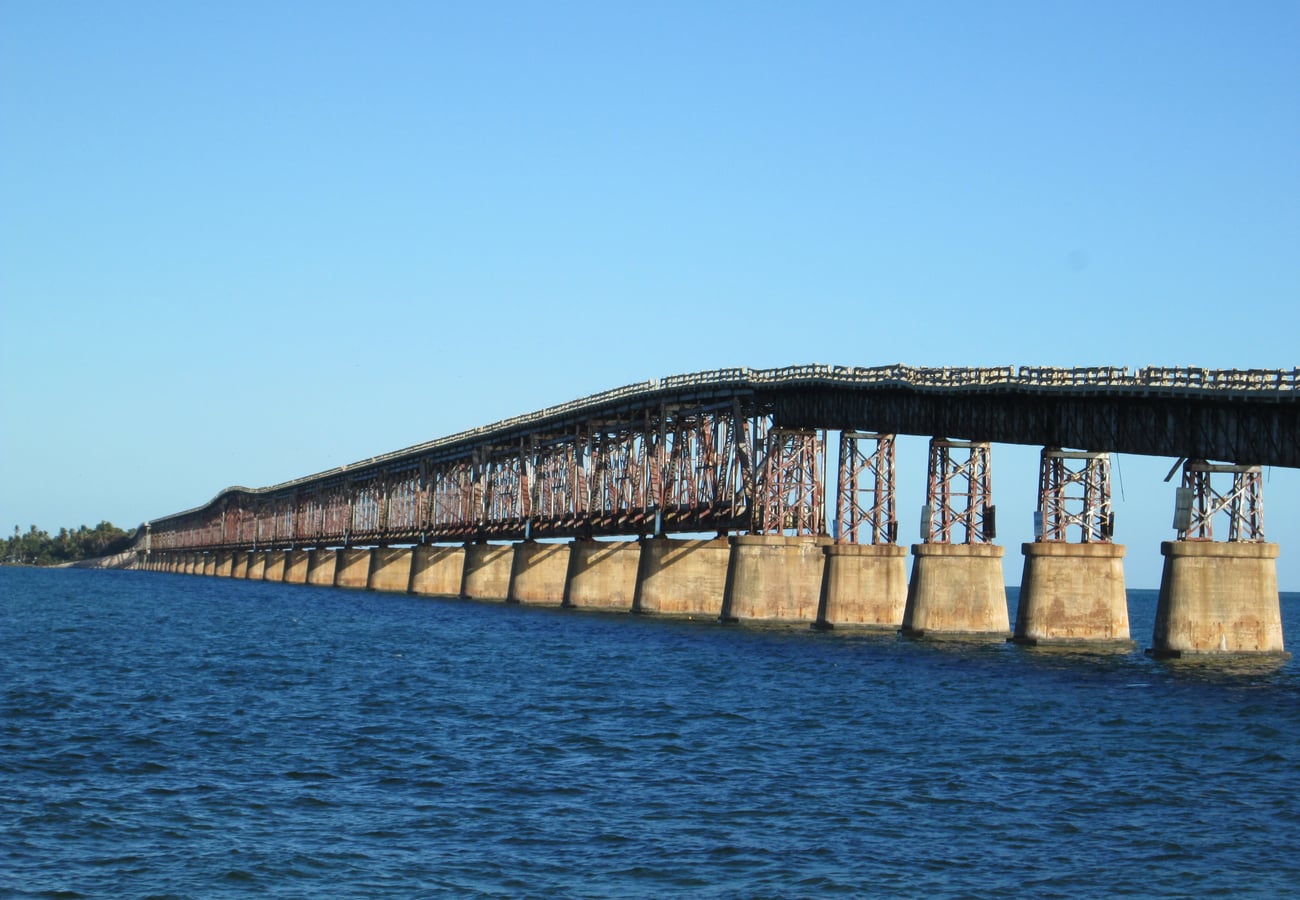 Historic rail trestle and highway waters at Bahia Honda State Park
