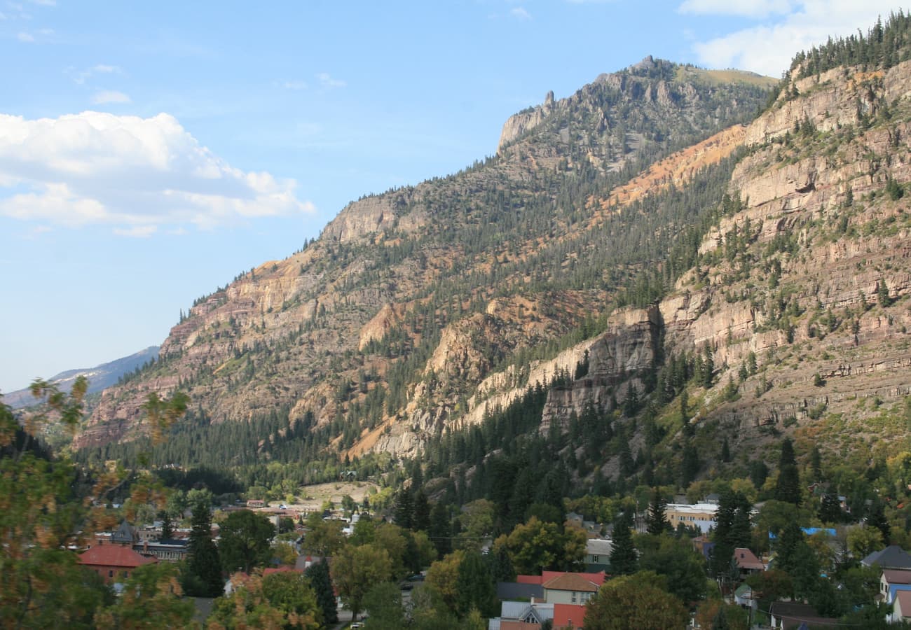 Million Dollar Highway clinging to vertical rock faces in Colorado