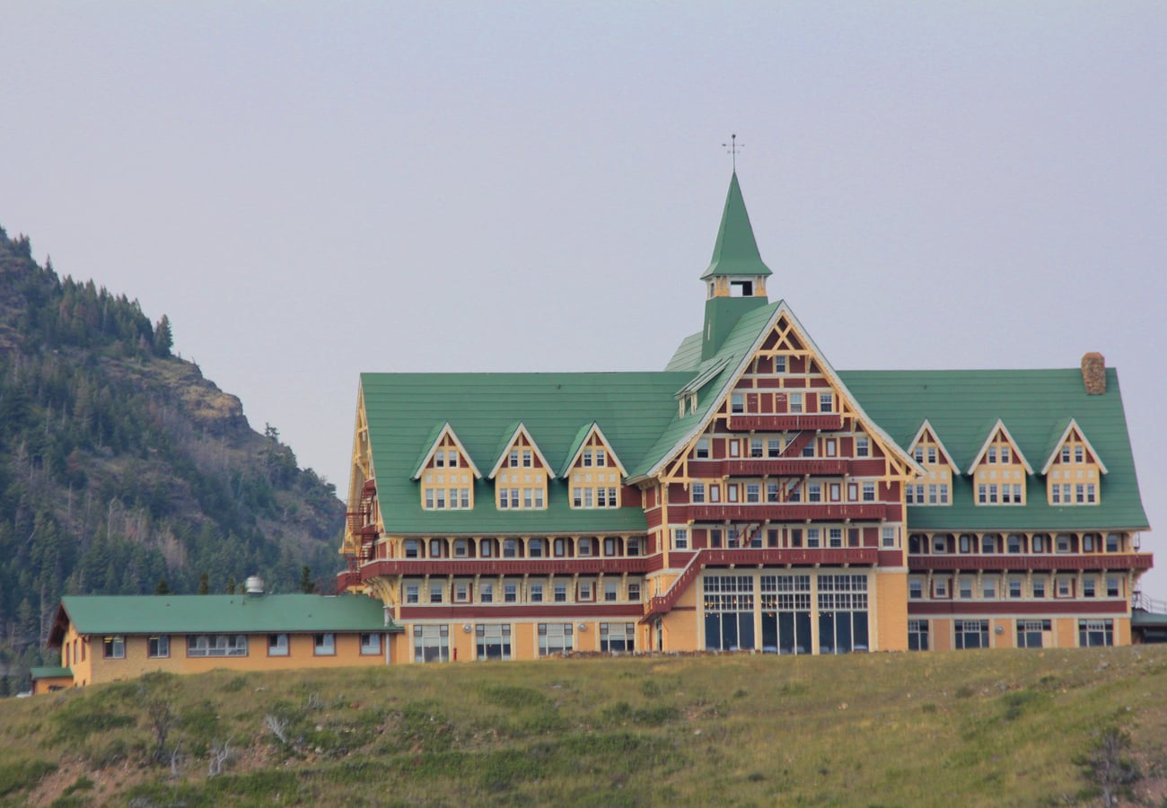 The historic Prince of Wales Hotel overlooking the glacial waters of Upper Waterton Lake