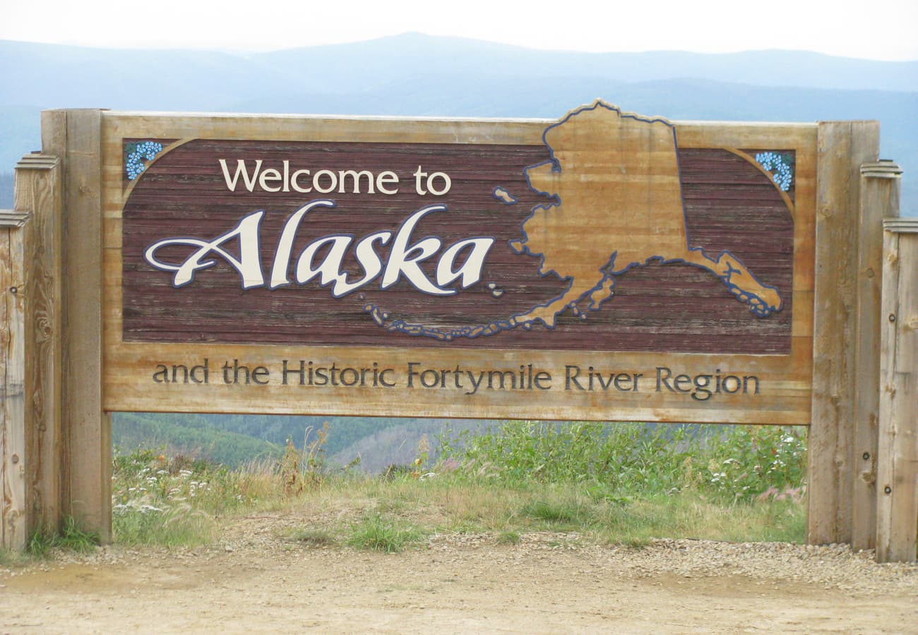 High altitude border marker and customs post at Poker Creek Alaska