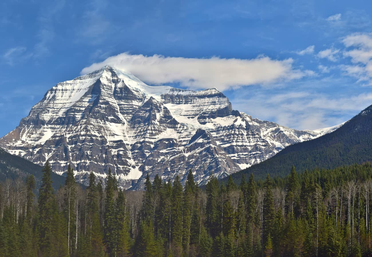 Mount Robson towering dramatically over the Yellowhead Highway