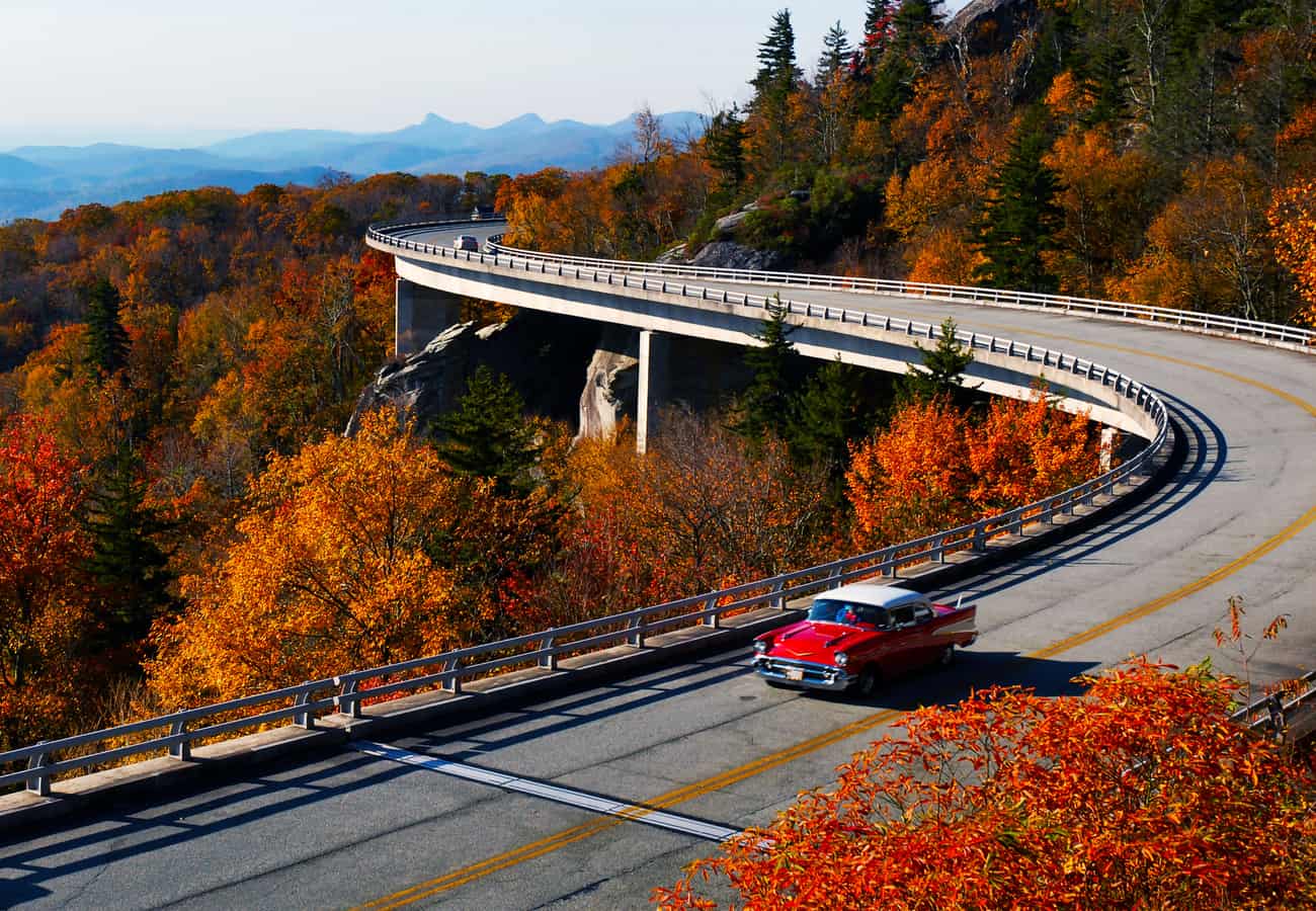 Linn Cove Viaduct curving around Grandfather Mountain on the Blue Ridge Parkway