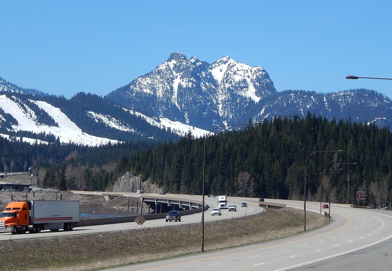 Interstate 90 passing through Snoqualmie Pass in Washington