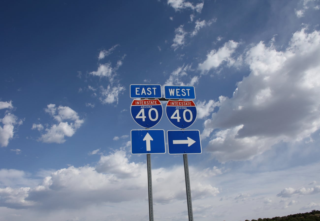 Open desert highway corridor along Interstate 40