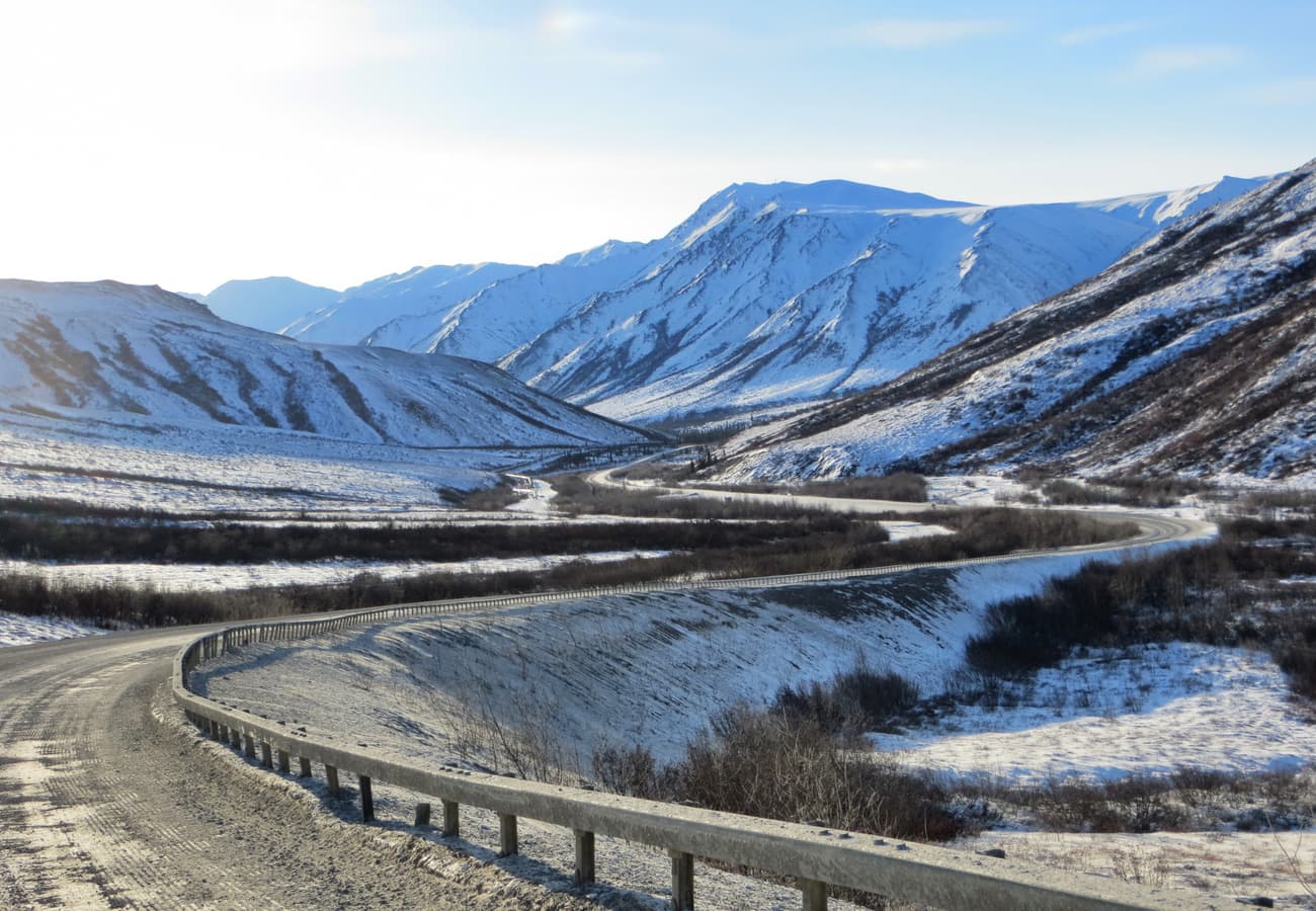 Dalton Highway winding through Arctic tundra curves