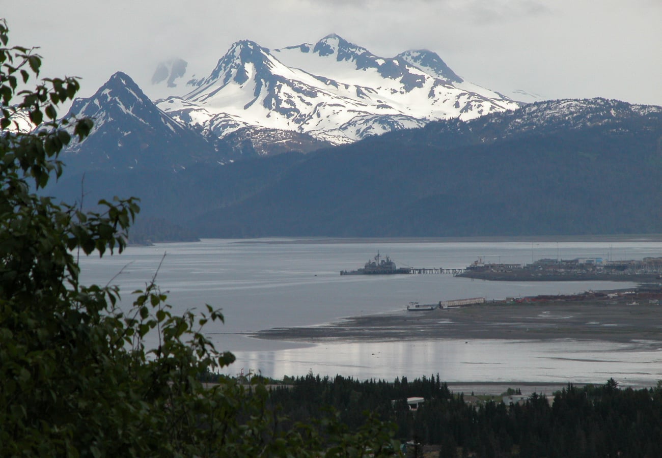 Homer Spit and boat harbor overlooking Kachemak Bay