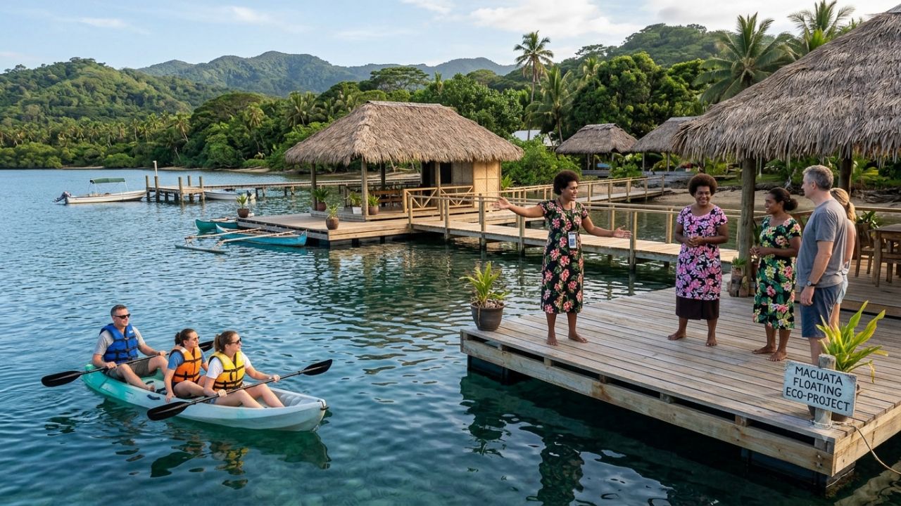 Pristine coastal mangroves and tranquil turquoise waters of Macuata province in Vanua Levu Fiji