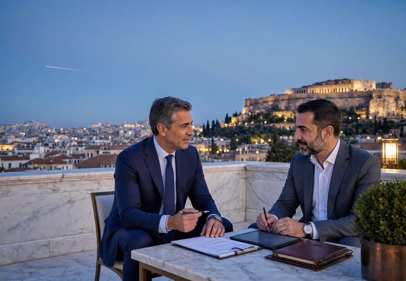 Aerial view of Athens city skyline and Acropolis