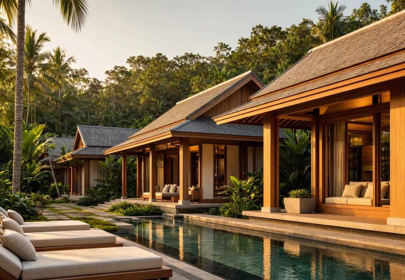 Aerial view of Thailand tourism landscape showcasing wellness and cultural sites