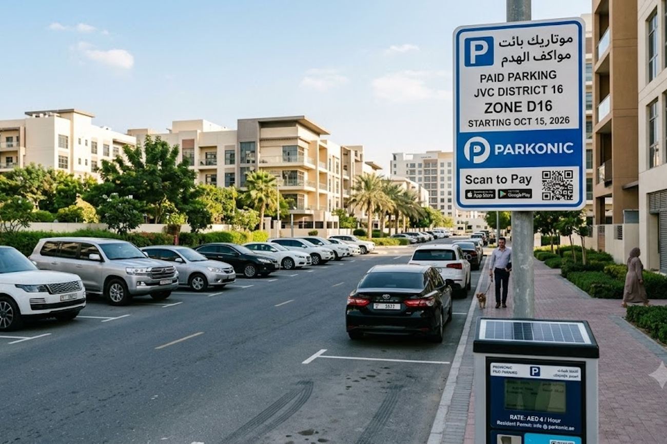 Dubai to Implement Paid Parking in JVC District 16 Starting October 15