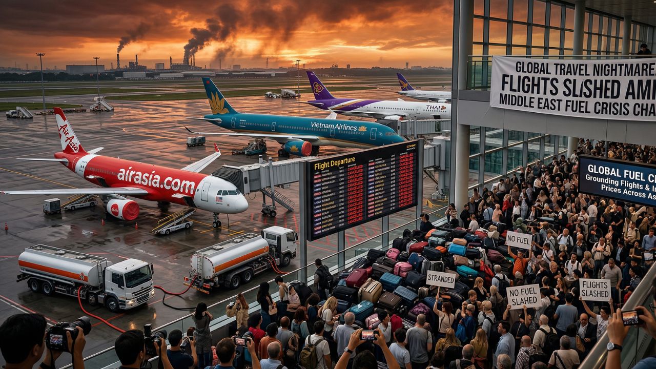 A dramatic travel disruption scene