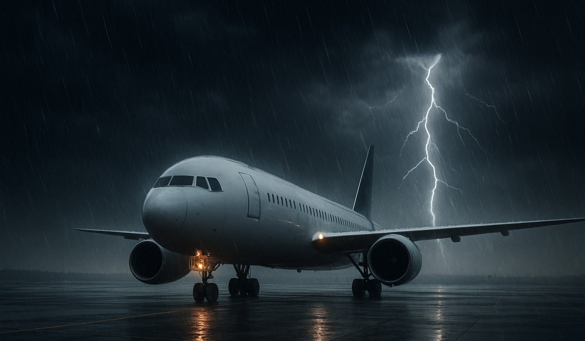 Hartsfield-Jackson Atlanta International Airport during severe thunderstorms in April 2026