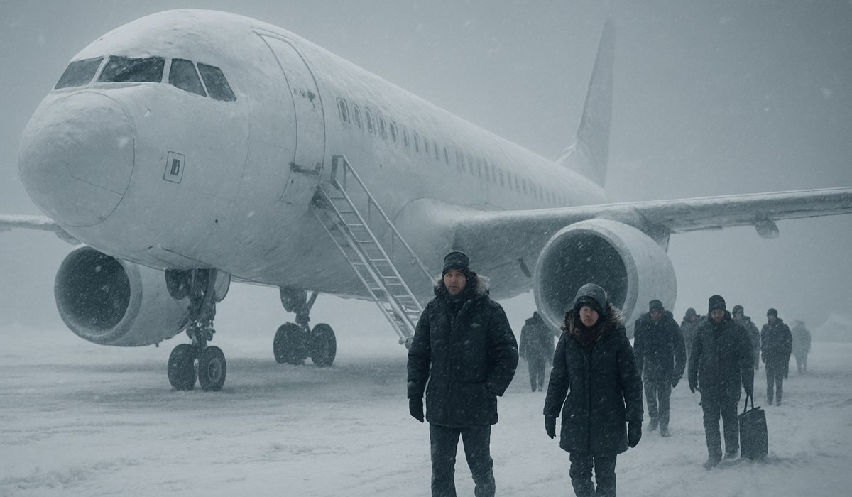 British Airways aircraft on tarmac in Arctic conditions, Finland 2026