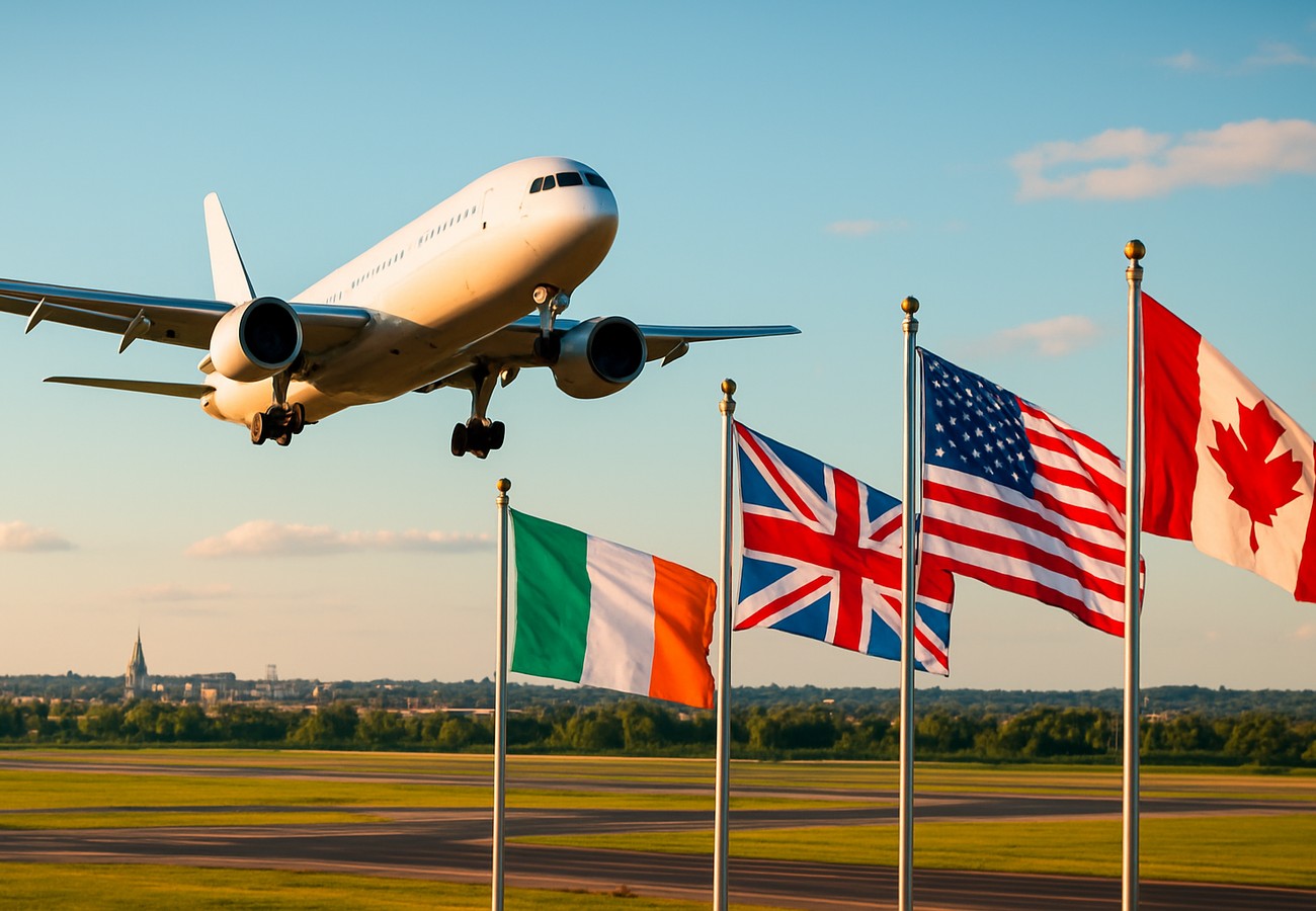 Disrupted airport operations and flight boards showing cancellations amid Middle East airspace restrictions