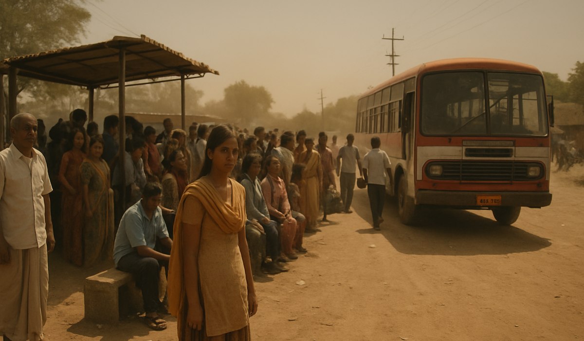 Bus stand in Jeypore, Koraput district, Odisha showing reduced services and stranded commuters, April 2026
