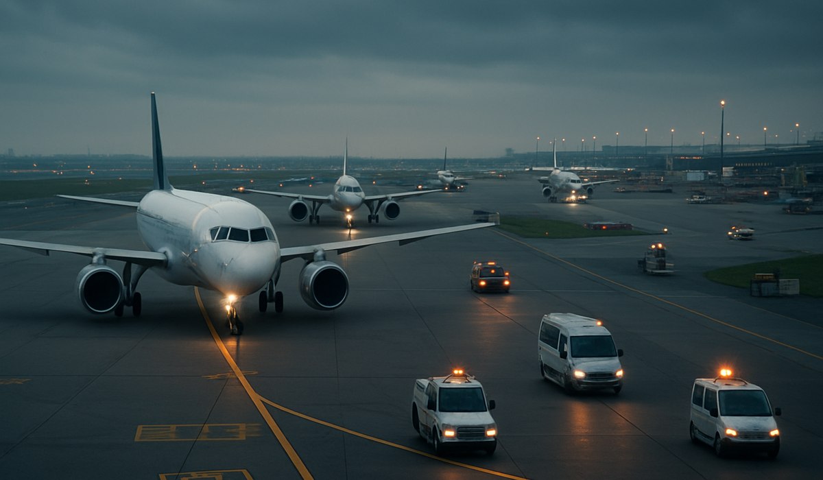 JFK Airport runway operations during peak disruption, April 2026