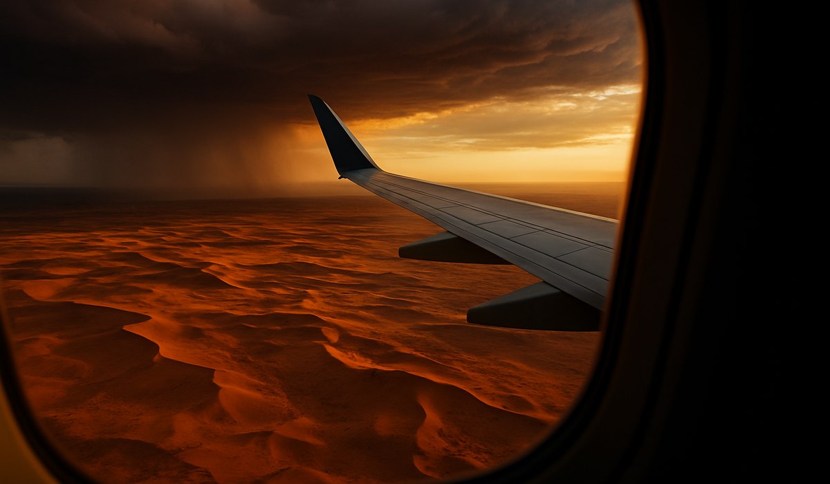 Dubai International Airport with flight disruption alerts, April 2026