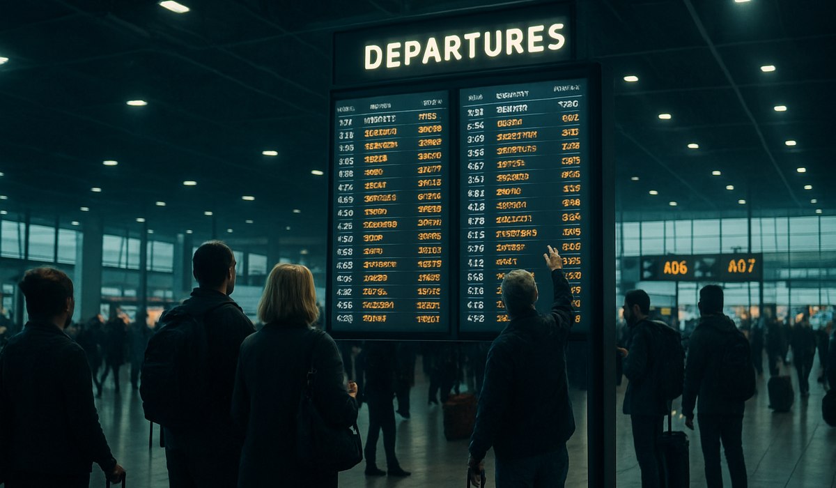 Dubai International Airport terminal with grounded aircraft, April 2026