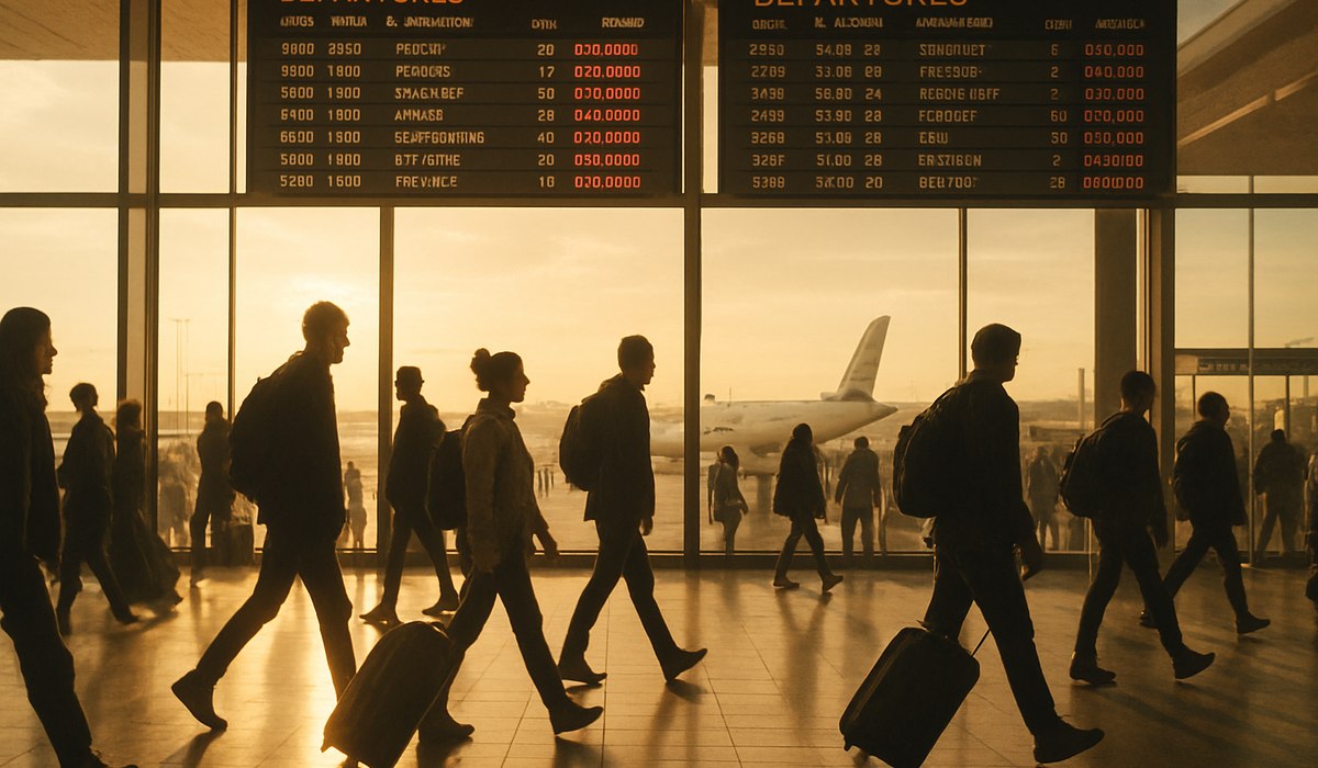 Phoenix Sky Harbor International Airport terminal during flight delays, April 11, 2026