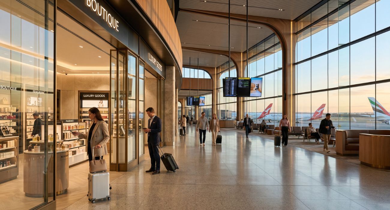 Western Sydney International Airport terminal exterior with modern architecture and natural light design