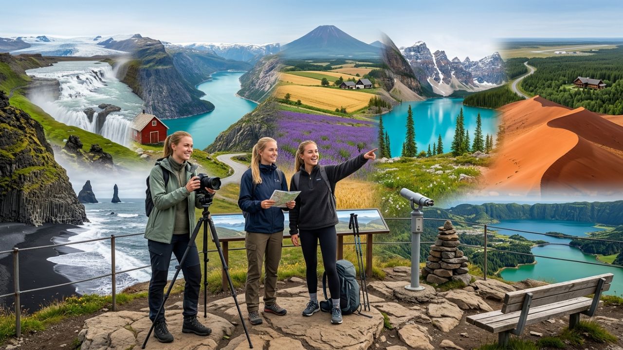 A majestic volcanic valley in Iceland under a dramatic sky, representing crowd-free summer escapes