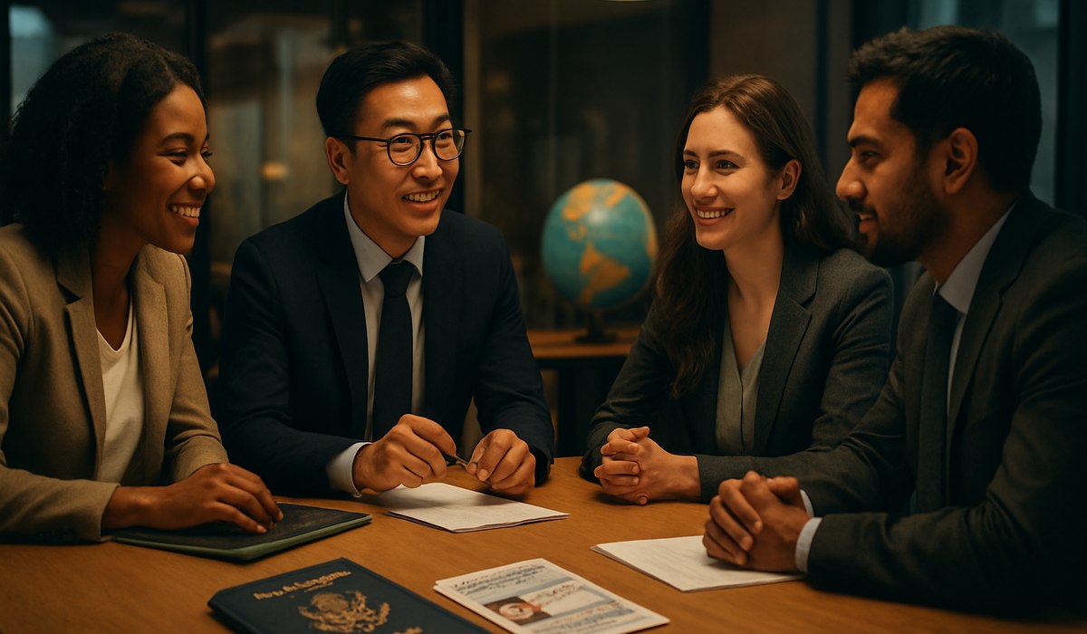 Federal courthouse with H-1B visa document overlay, June 2026
