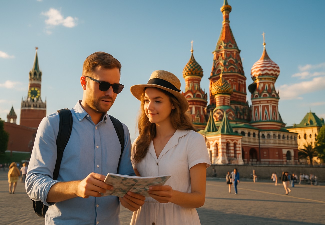 British passport holder stopped at Russian border checkpoint with Kremlin architecture visible in background