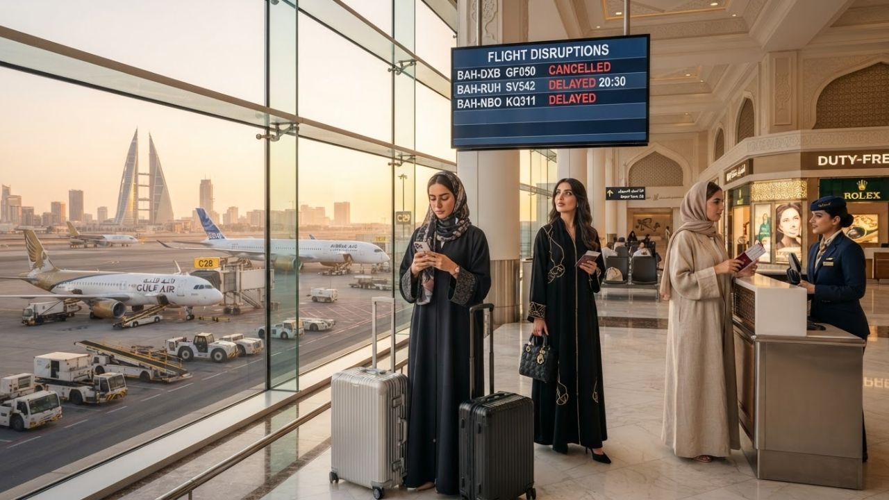 Bahrain International Airport Cancellations Ground Regional and African Flights Disruption
