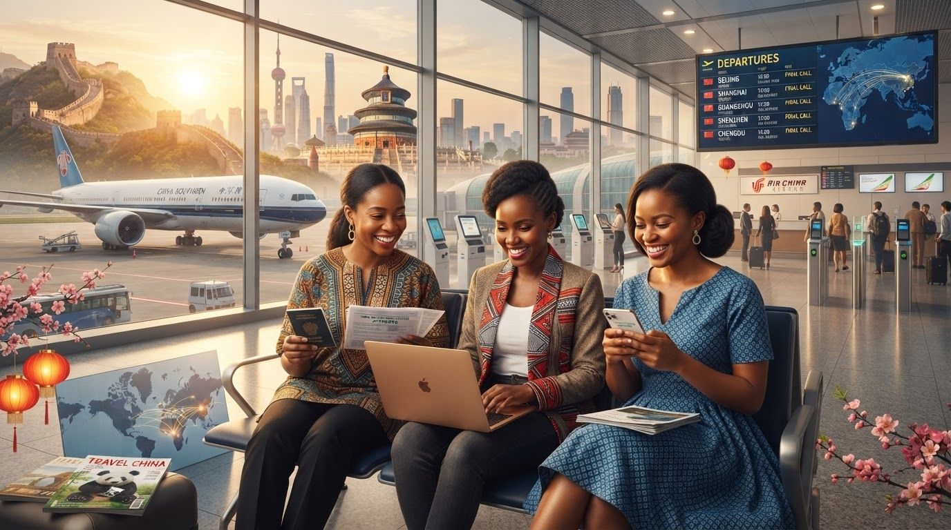 A digital traveler using a smartphone to complete an online visa application for international travel.