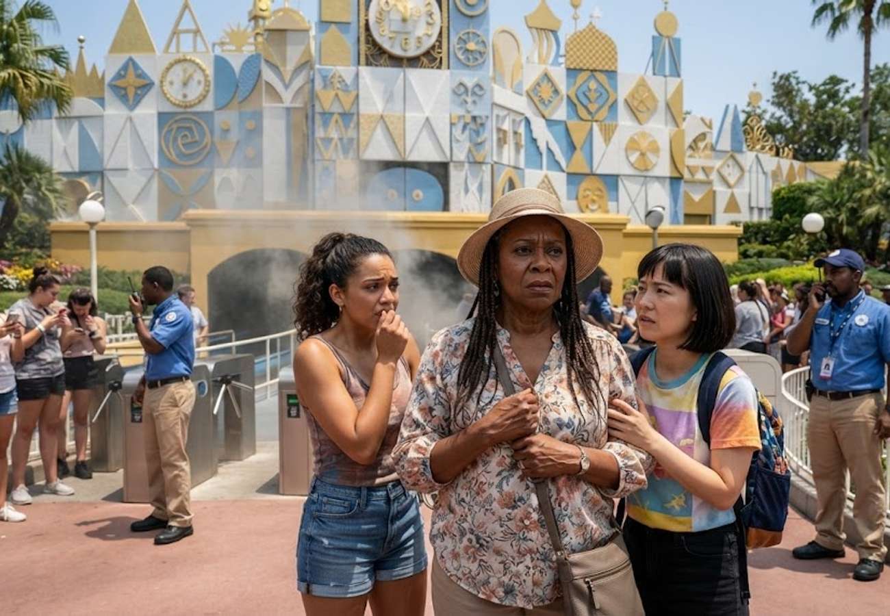 Emergency evacuation at Disney World's It's a Small World attraction after battery pack fire incident