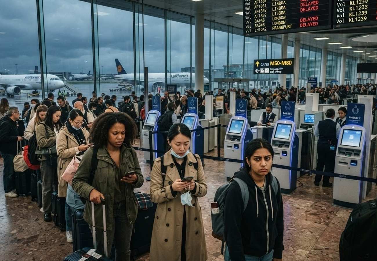 Digital biometric border control terminal at a European airport