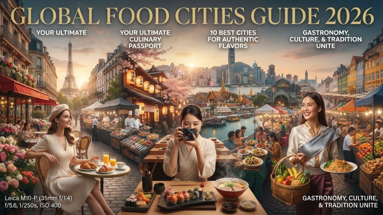 A beautifully arranged gourmet meal served on a luxury table setting, representing authentic food experiences in global culinary capitals.