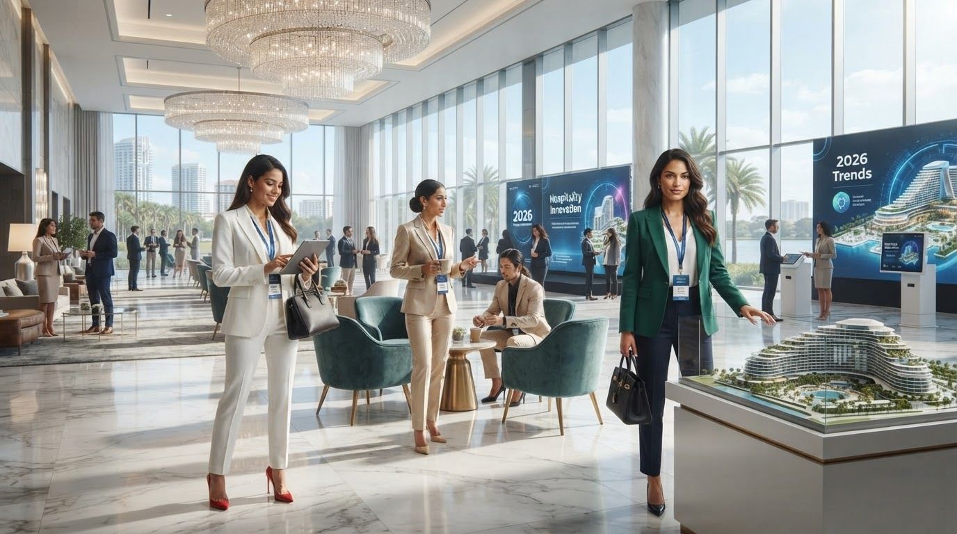 A premium luxury resort lobby representing the upcoming ILHA INSPIRE 2026 hospitality conference.