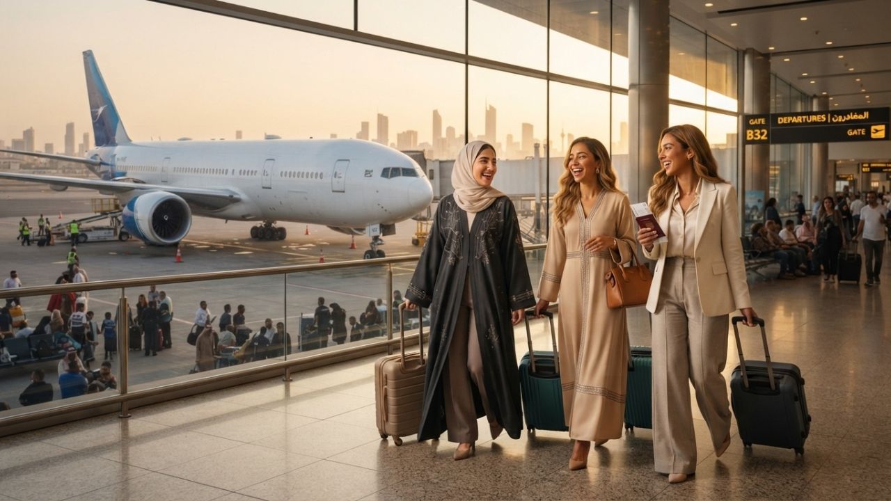 A Kuwait Airways Airbus aircraft parked at Kuwait International Airport